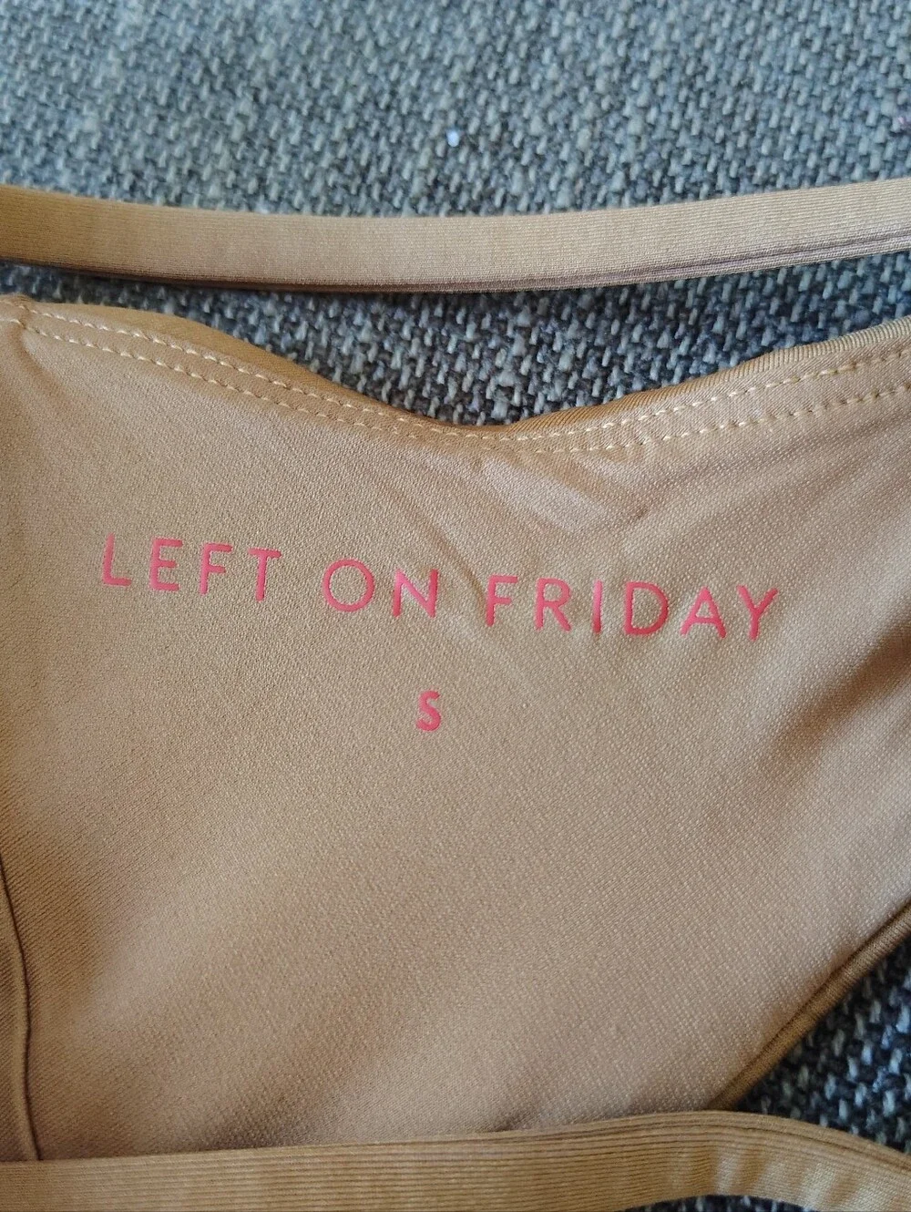 Left On Friday Sunday Top Small Tan Light Brown New NWT Stretch Swim Bikini Top - Picture 5 of 7